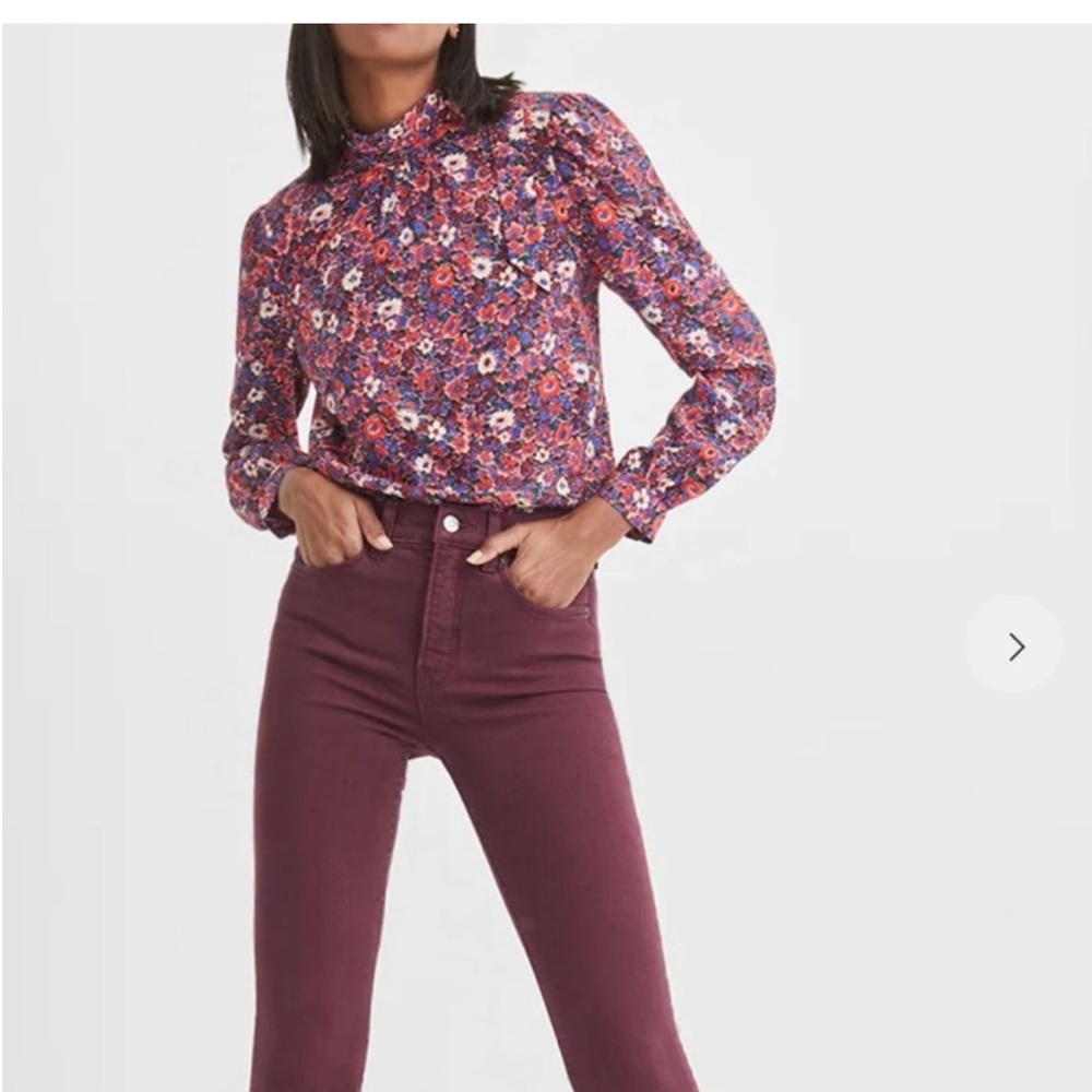 Veronica Beard Chilton Floral Silk Blouse -Berry Multi -size 6